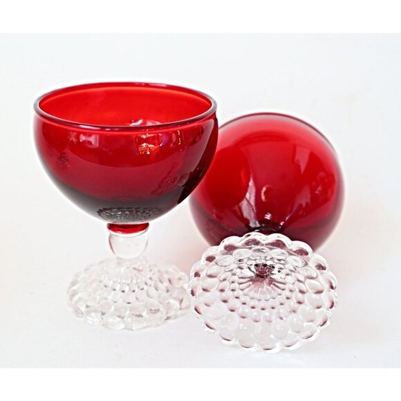 5 Royal Ruby Boopie Glasses Glass Stemware 1950's Vintage Anchor Hocking Barware - Picture 5 of 5